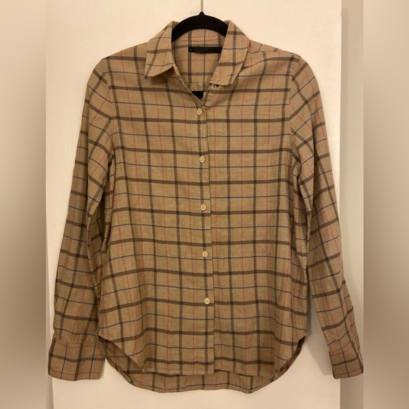 Jenni Kayne Lightweight Flannel Taupe Plaid Size XS - Picture 5 of 10
